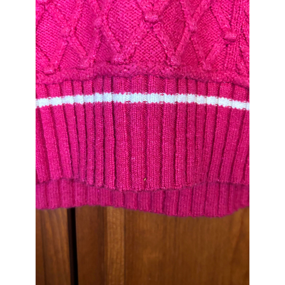 Maeve by Anthropologie Tilly Pullover Sweater V-Neck Cable Knit Varsity Pink W L - Picture 7 of 13